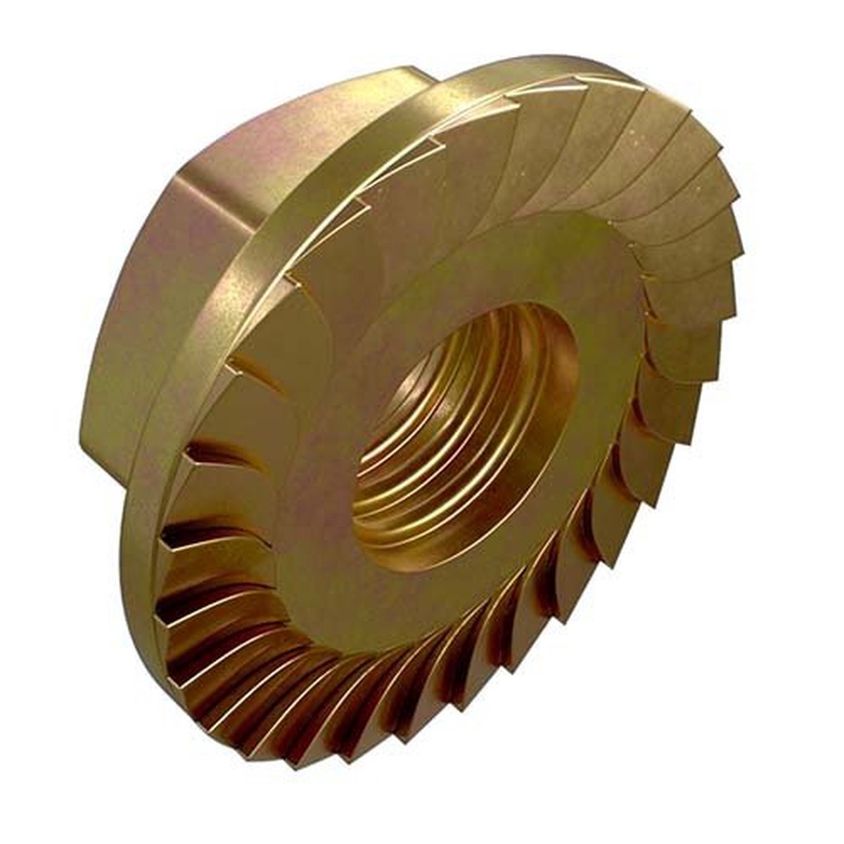 UNC Hex Serrated Flange Nut Gr. 5 Zinc Yellow Passivate