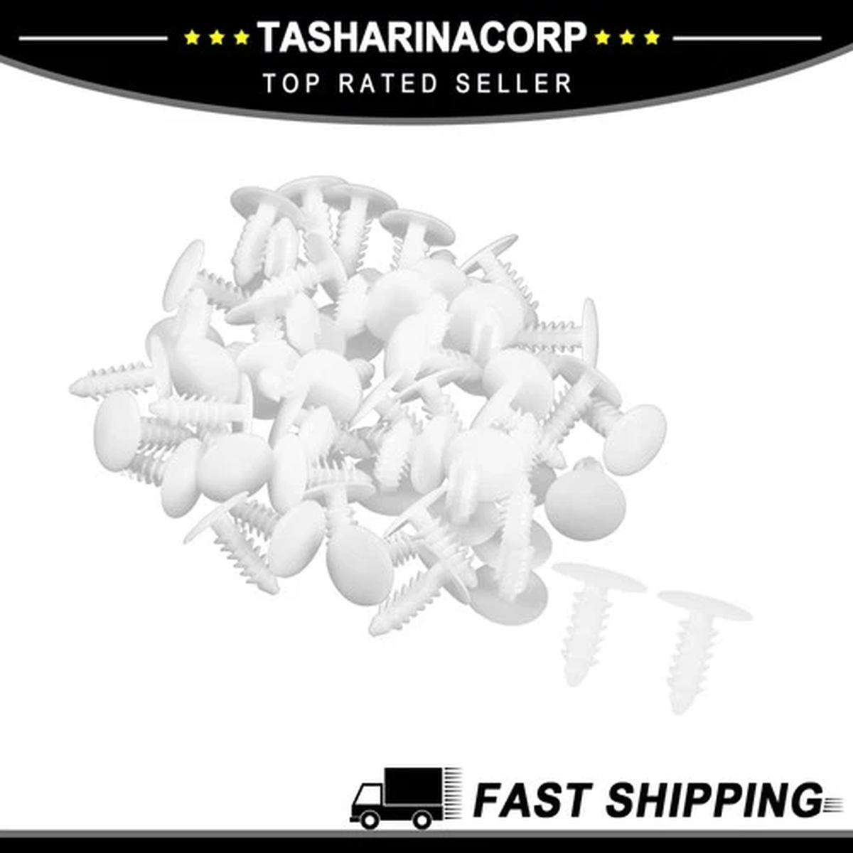 Universal 5mm Push Bumper Fastener Rivet Clips White - Pack of 50