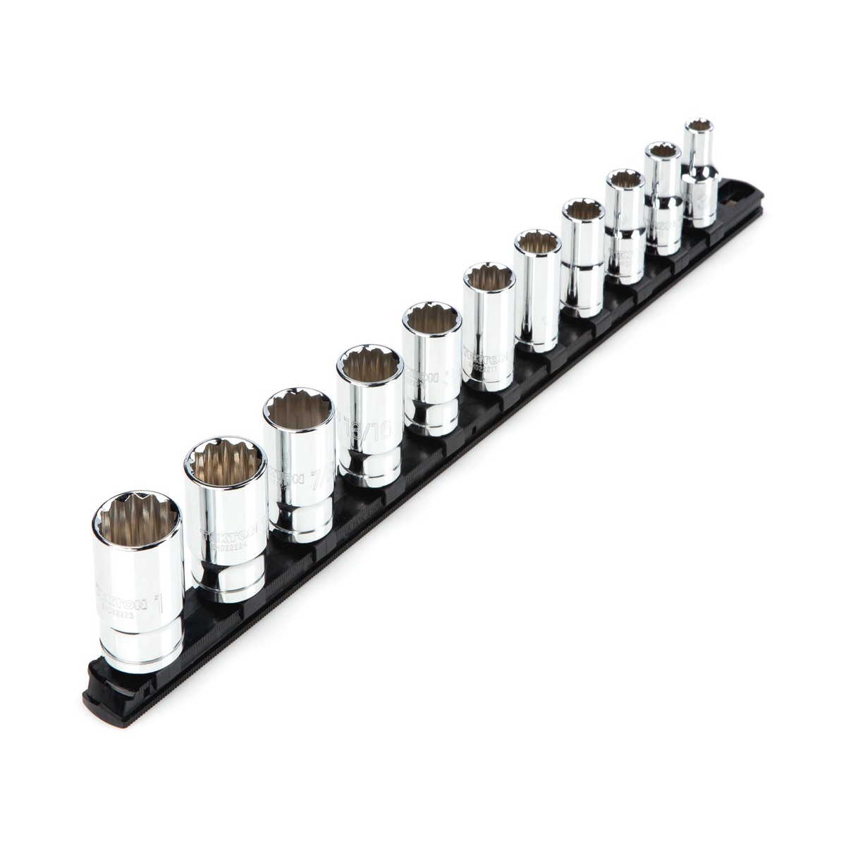 1/2 Inch Drive Shallow 12-Point Socket Set with Rail, 11-Piece (3/8 - 1 in.)